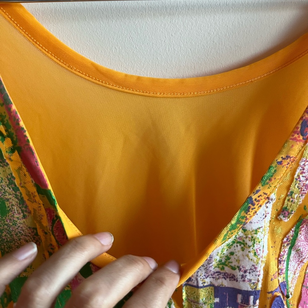 Parasuco Y2K Orange abstract sheer cropped top - Picture 8 of 12